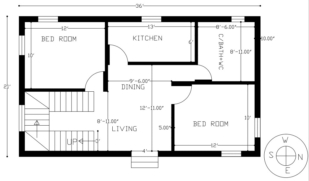 Simple Modern 2bhk House Plan
